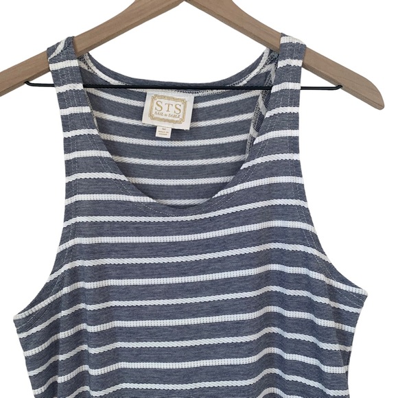 Sail to Sable Sleeveless Striped Long Side Slits Maxi Dress Navy and White Tank - Picture 3 of 9